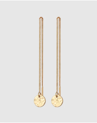 Elli Jewelry - Organic Disc Pull-Through Earrings in Gold-Plated 925 Silver