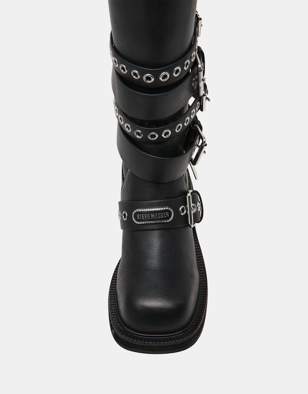 Steve Madden - Kannonball Black Leather Boots