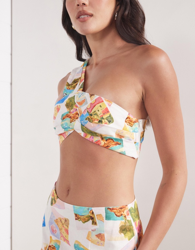 Dazie - Amalfi Amore Linen Blend Crop Top
