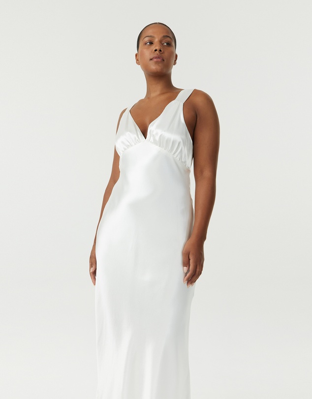 Third Form - Satin Gather Bra Bias Slip Dress