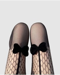 High Heel Jungle - Velvet Bow Mock Suspender Tight