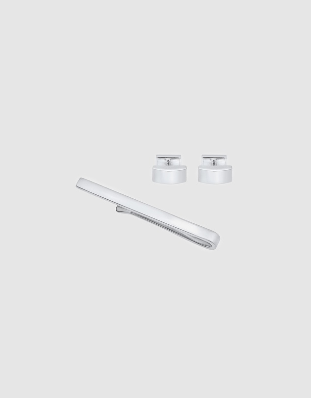 Kuzzoi - ICONIC EXCLUSIVE - Jewellery Set Tie Clip Cufflinks Basic in 925 Sterling Silver