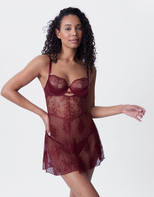 Bras N Things - Vamp Sweet Nothings Push Up 1/4 Cup Babydoll - Berry