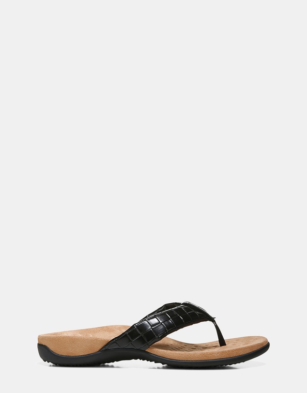 Vionic - Layne Toe Post Sandal - Black Woven