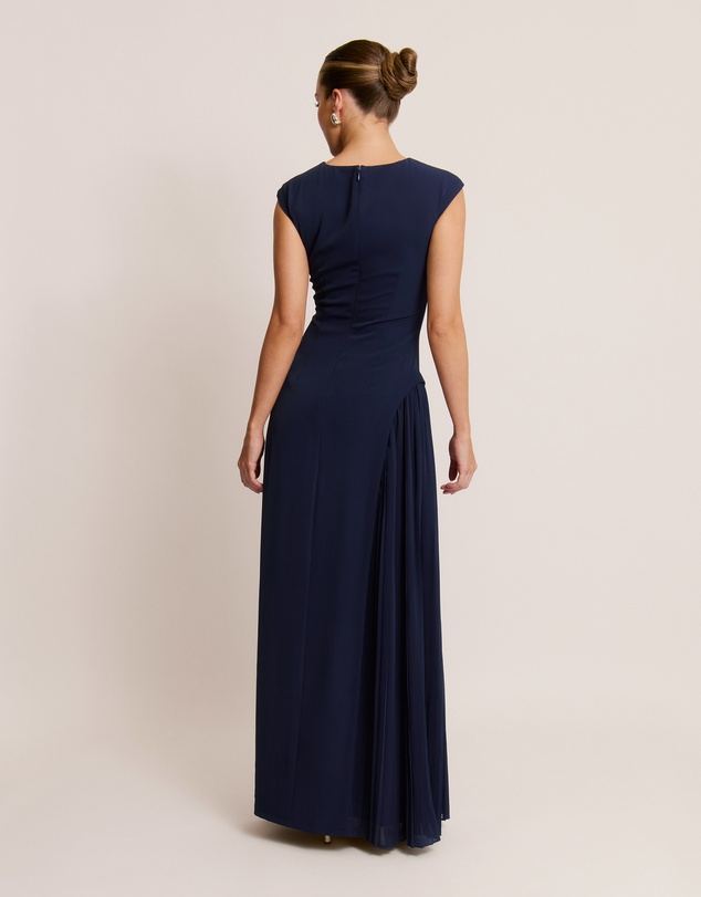 Six Stories - Cap Sleeve Pleated Maxi Dress