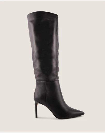 Shelly Shen - Marlow Heel Long Boots Black Leather