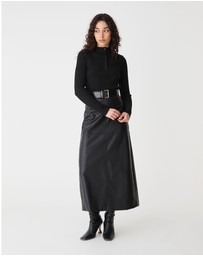 Forcast - Inez Mock Neck Henley Knit