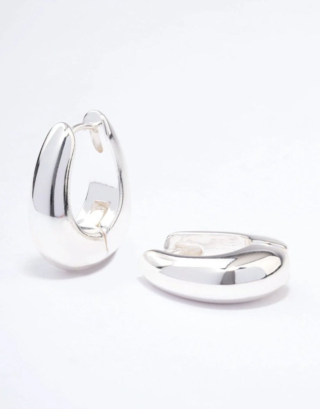Lovisa - Silver Plated Chunky Oval Huggie Earrings