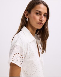 The Fated - Quinn Broderie Collared Mini Dress