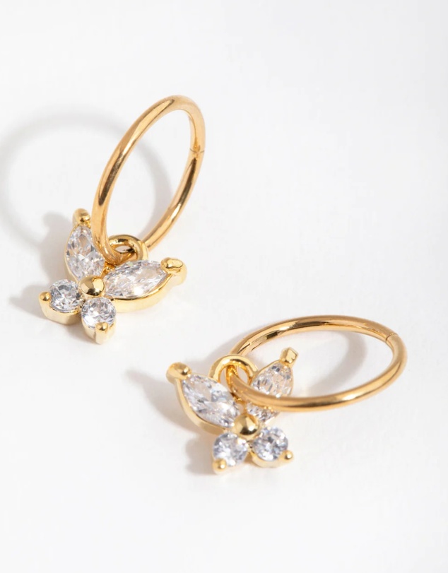 Lovisa - 24 Carat Gold Plated Surgical Steel Butterfly Sleeper Earrings