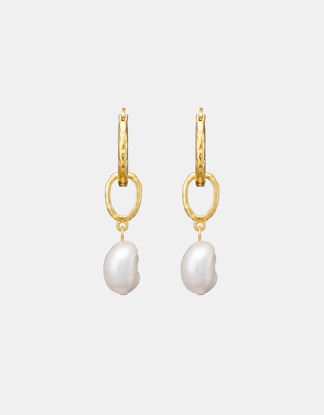 Zoe Olivia - 14K Gold Vermeil Pearl Drop Huggie Earrings