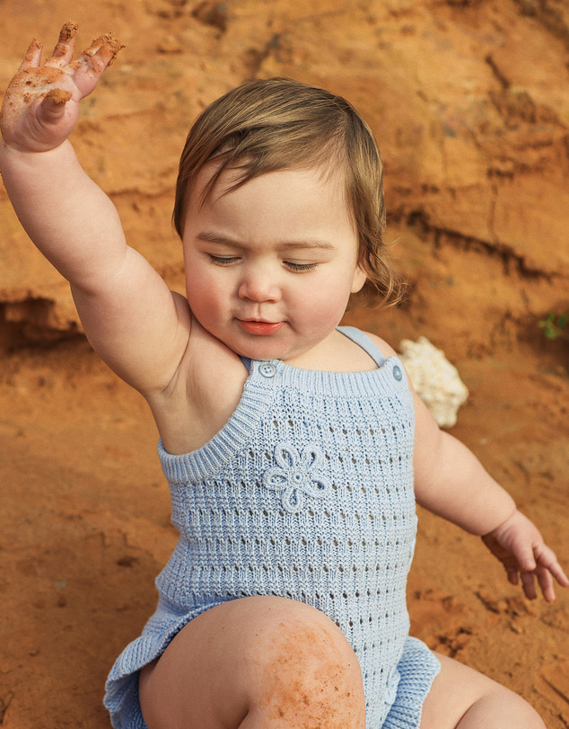 Kynd Baby - Crochet Romper in Blue