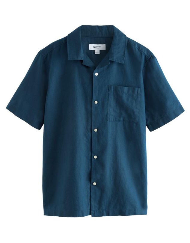 NEXT - Cuban Collar Linen Blend Short Sleeve Shirt