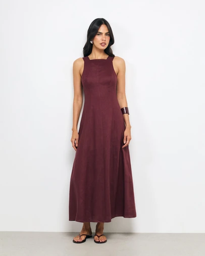 AERE - Kair Buckle Back Linen Midi Dress