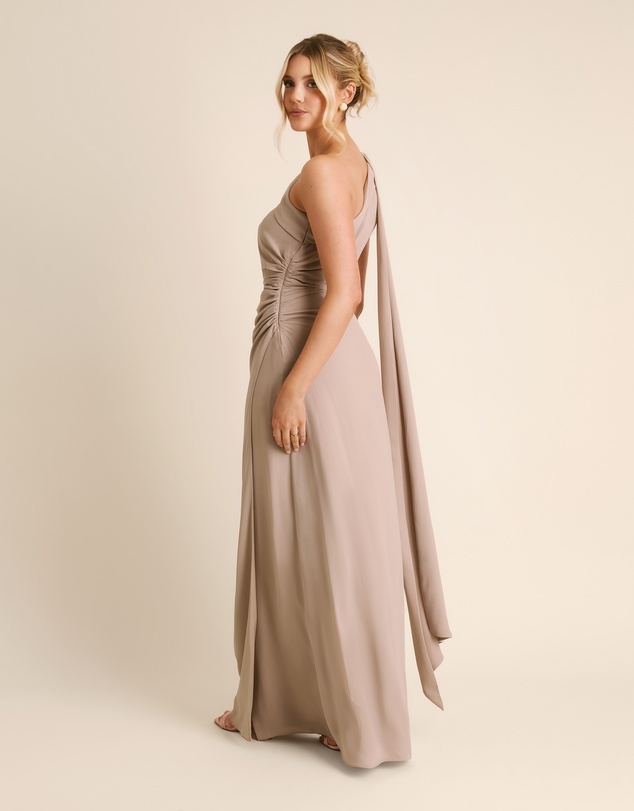 Six Stories - One Shoulder Neck Tie Chiffon Bridesmaid Dress