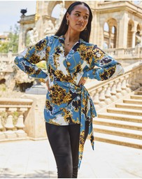Sosandar - Multi Print Wrap Front Top
