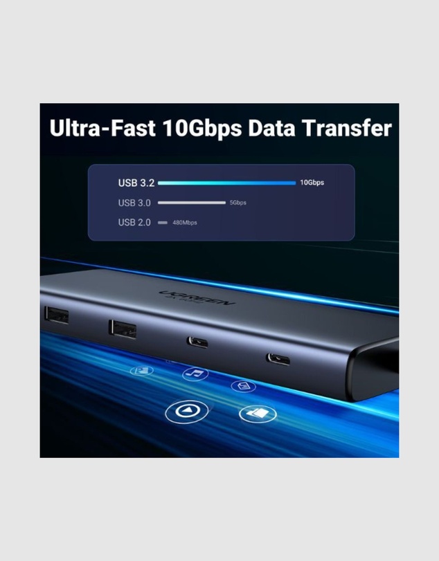 Ugreen - Ugreen 10-in-1 USB C Hub with Dual 4K display