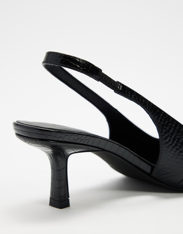 Atmos&Here - Zaria Textured Leather Sling Back Heels