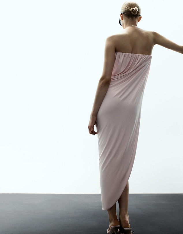 M.N.G - Draped Asymmetrical Bandeau Dress