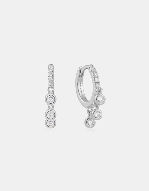 Ania Haie - Ania Haie Silver Trio-Drop Huggie Hoop Earrings