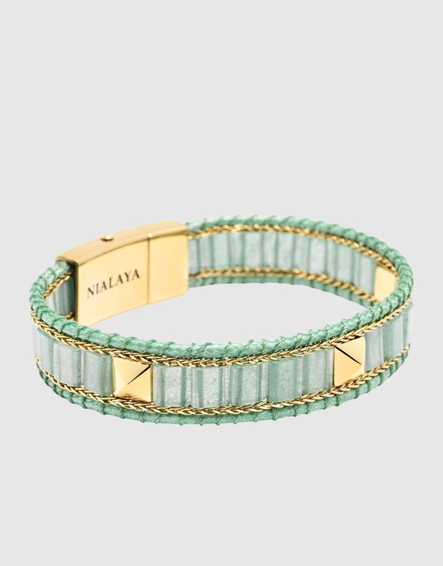 Nialaya Jewellery - Green Aventurine Stud Bracelet