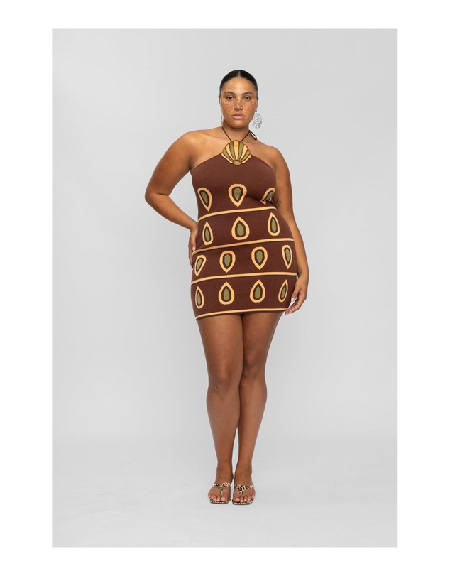 The Wolf Gang - Concha Halter Mini Dress - Chocolate
