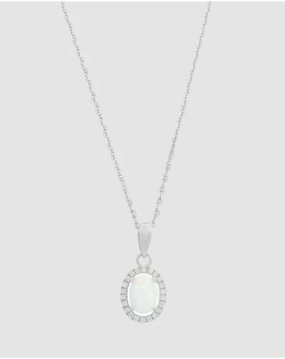 Georgini - Georgini Opal Glow Blackwattle White Created Opal Silver Pendant