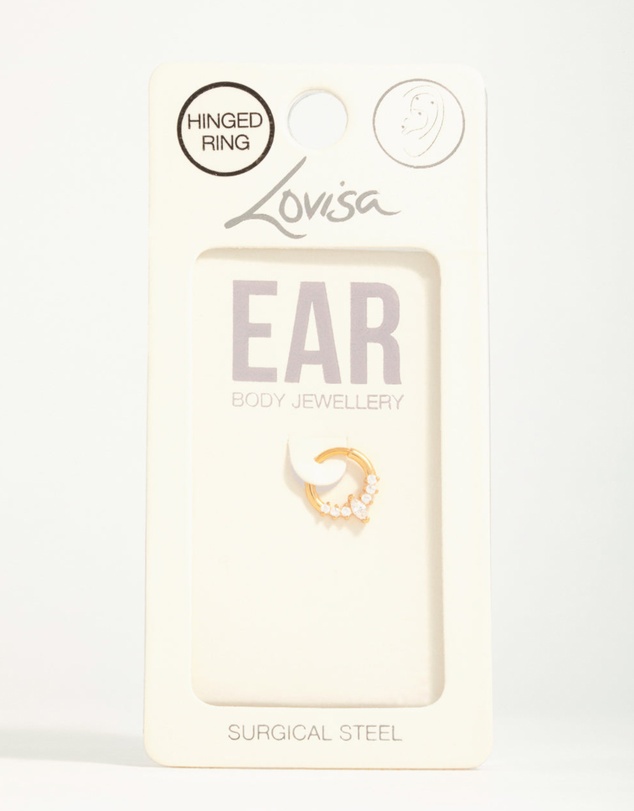 Lovisa - Gold Plated Surgical Steel Diamante Crown Ear Clicker