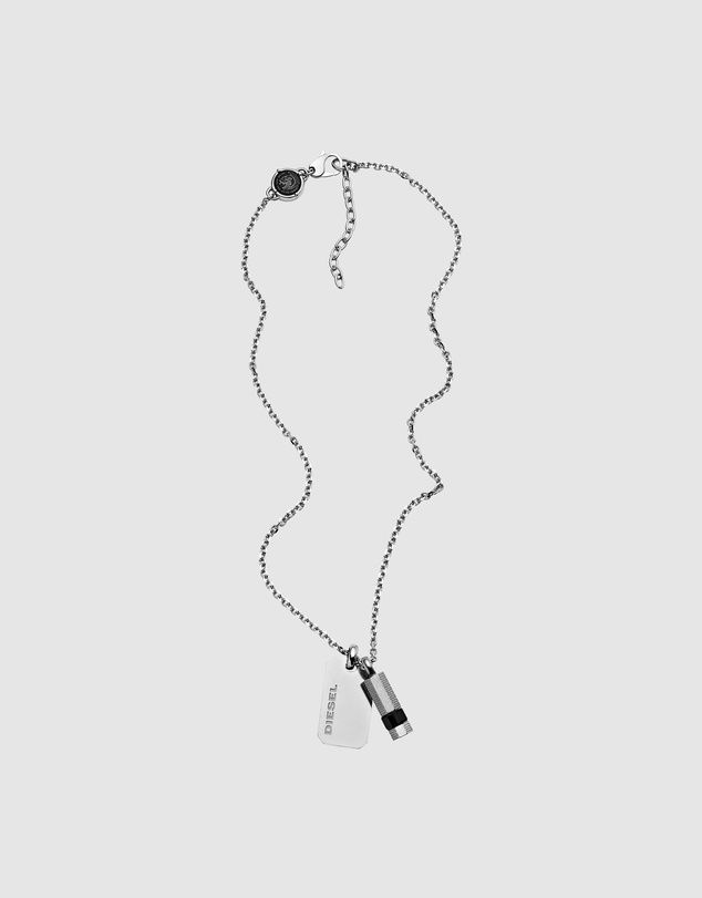 Diesel - Double Pendant Silver-Tone Necklace