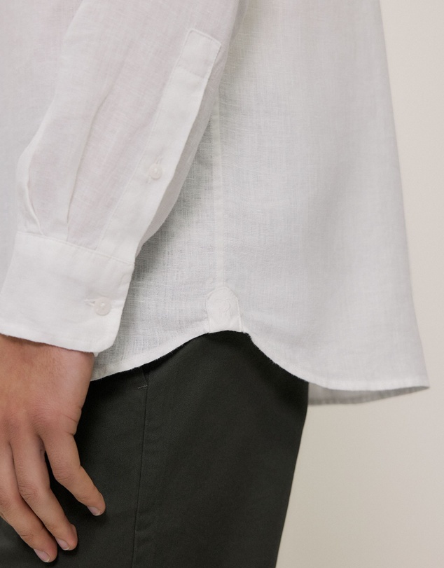 Trenery - Regular Fit Linen Classic Long Sleeve Shirt in White