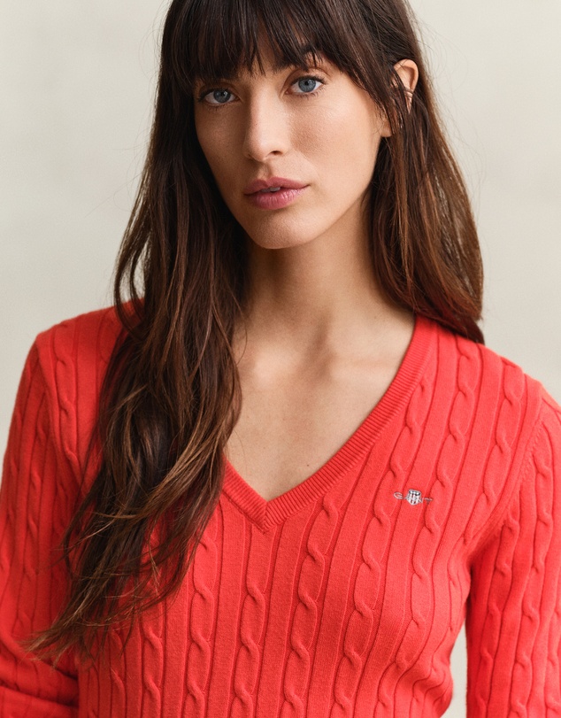 Gant - Stretch Cotton Cable V-Neck Knit