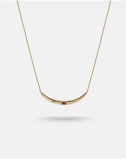 THOMAS SABO - THOMAS SABO Half-Form Necklace with Red Zirconia Stone