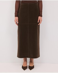 Calli - Maslow Faux Suede Midi Skirt
