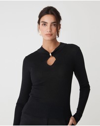 Forcast - Ciara Keyhole Lurex Knit Top