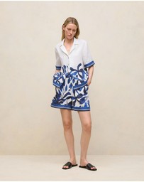 Trenery - Marea Border Stripe Linen Short in White