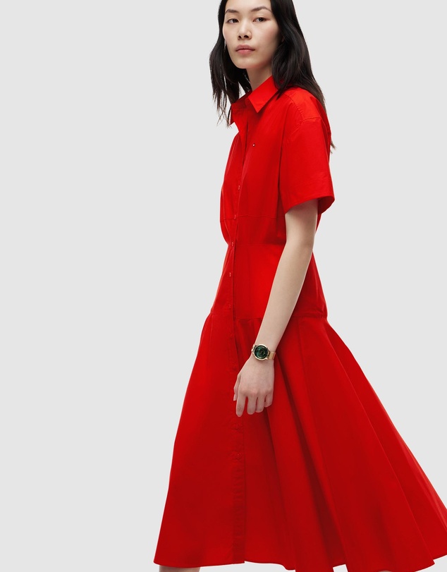 Tommy Hilfiger - Fit And Flare Poplin Midi Shirt Dress