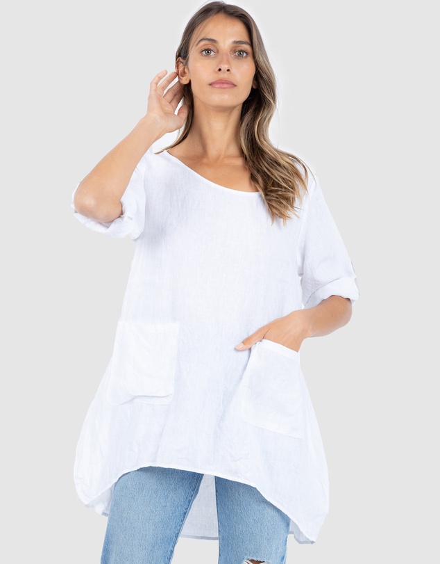 CAMIXA - Federica Linen Tunic Top