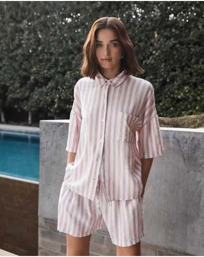Gingerlilly - Evie Stripe Linen Short Set