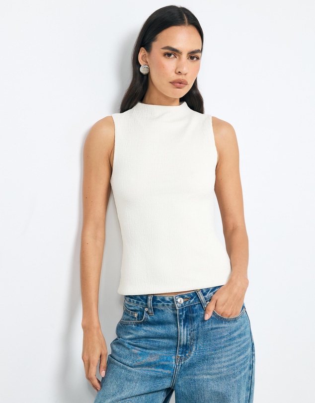 AERE - High Neck Textured Jersey Top
