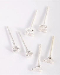 Lovisa - Sterling Silver Cubic Zirconia Stud Earring Pack