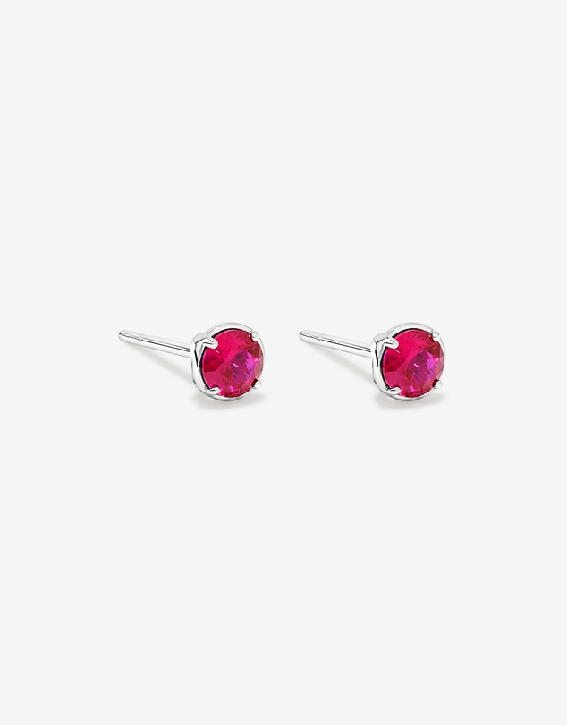 Michael Hill - Round Created Ruby Stud Earrings in Sterling Silver