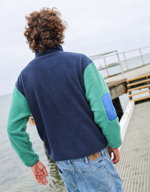 Skwosh - Skwosh Polar Fleece Utility Jacket in Green/Blue