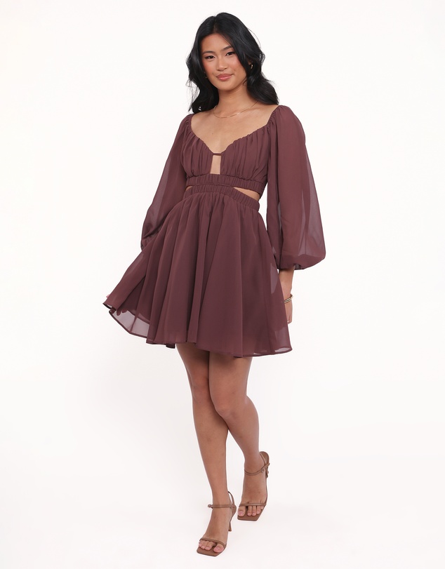 Petal & Pup - Katniss Long Sleeve Mini Dress - Chocolate