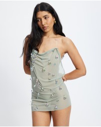 Jaded London - Droplet Glass Trim Clear Straps Mini Dress