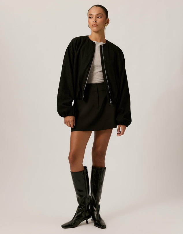 Tussah - Luna Wool Blend Cropped Bomber Jacket