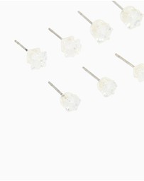 Lovisa - Silver Multi-Shape Cubic Zirconia Stud Earrings 6-Pack
