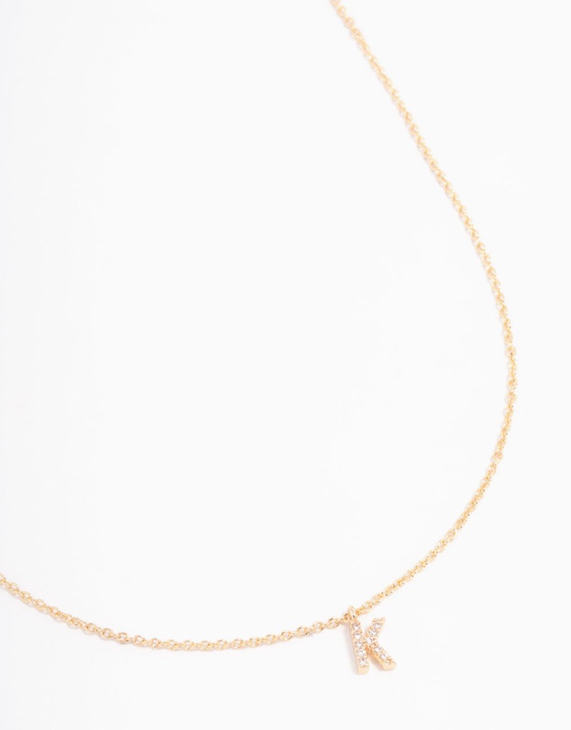 Lovisa - Gold Plated Cubic Zirconia Letter K Necklace