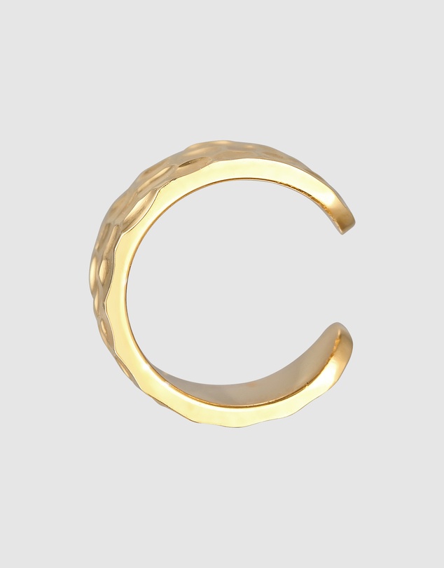 Kuzzoi - ICONIC EXCLUSIVE - Earrings Earcuff Wide Hammered Modern in 925 Sterling Silver Gold Plated