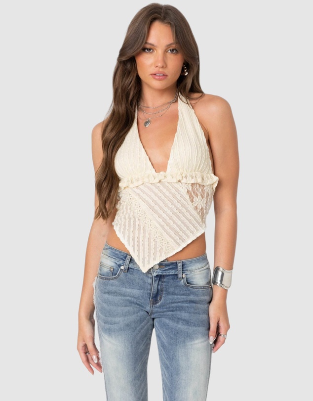 EDIKTED - Quinta Lacey Asymmetric Halter Top