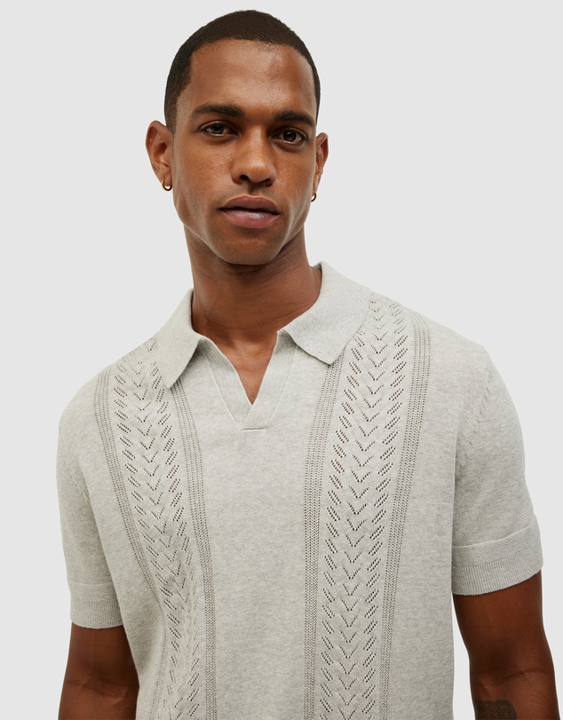 Politix - Pointelle Panelled Trophy Neck Knit